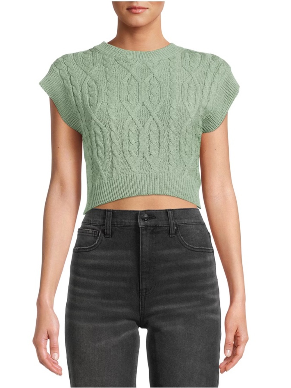 Sage Green Cable Knit Sweater